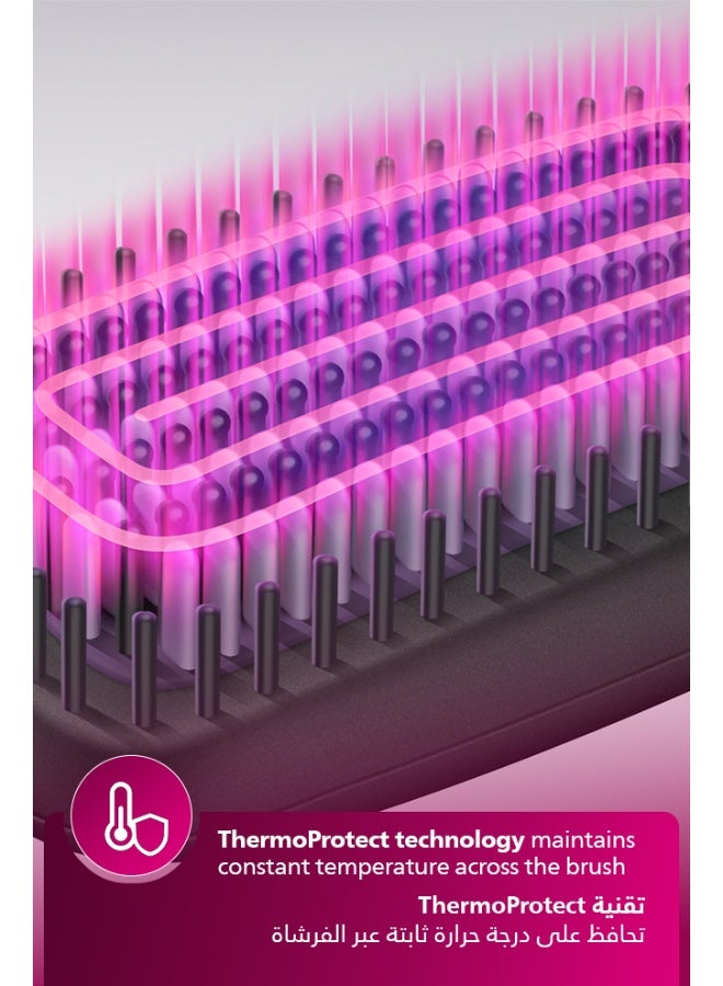 Philips Heated straightening brush BHH880/03 | Naturally straight hair in 5 minutes | Tourmaline infused ceramic coating |2 temperature modes |Triple bristle detangles & protect the scalp Black/Purple - Image 4
