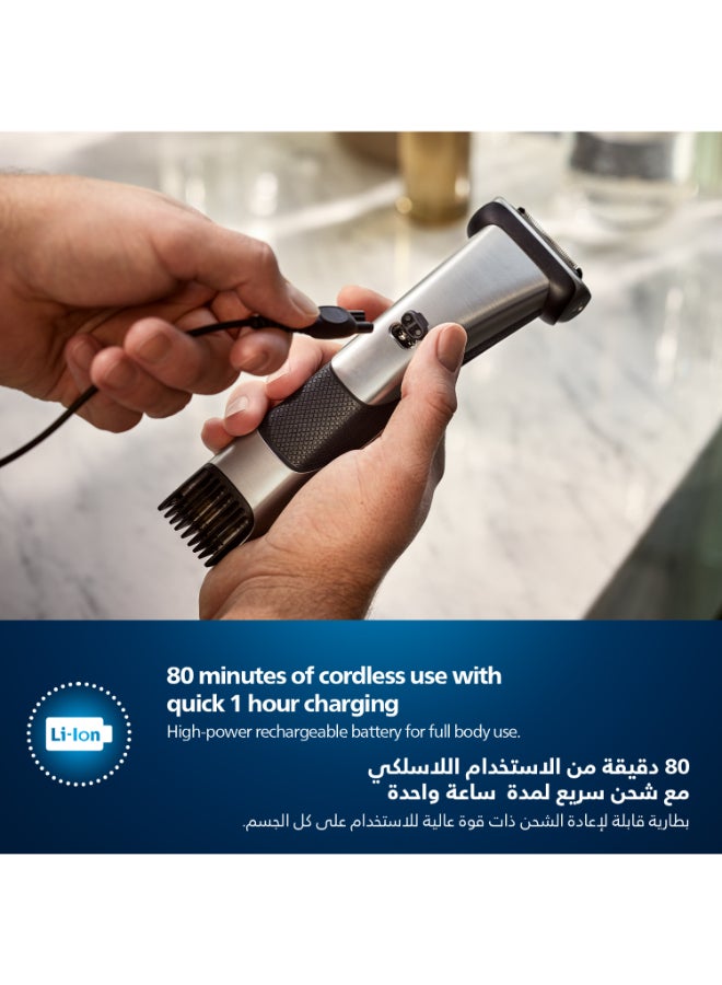 Philips - Bodygroom BG7025/13,Showerproof Groin & Body Trimmer,Body Shaver, 5-Length Adjustable Comb,80min Cordless, Skin Protection Black - Image 1