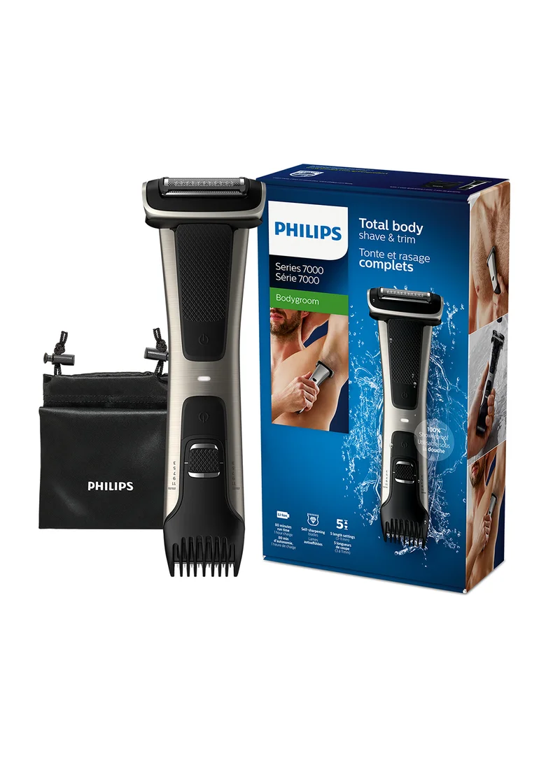 Philips Bodygroom BG7025/13,Showerproof Groin & Body Trimmer,Body Shaver, 5-Length Adjustable Comb,80min Cordless, Skin Protection
