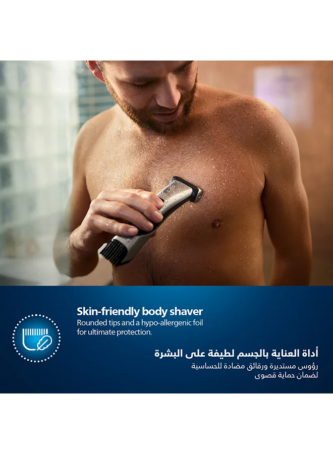 Philips Bodygroom BG7025/13,Showerproof Groin & Body Trimmer,Body Shaver, 5-Length Adjustable Comb,80min Cordless, Skin Protection Black
