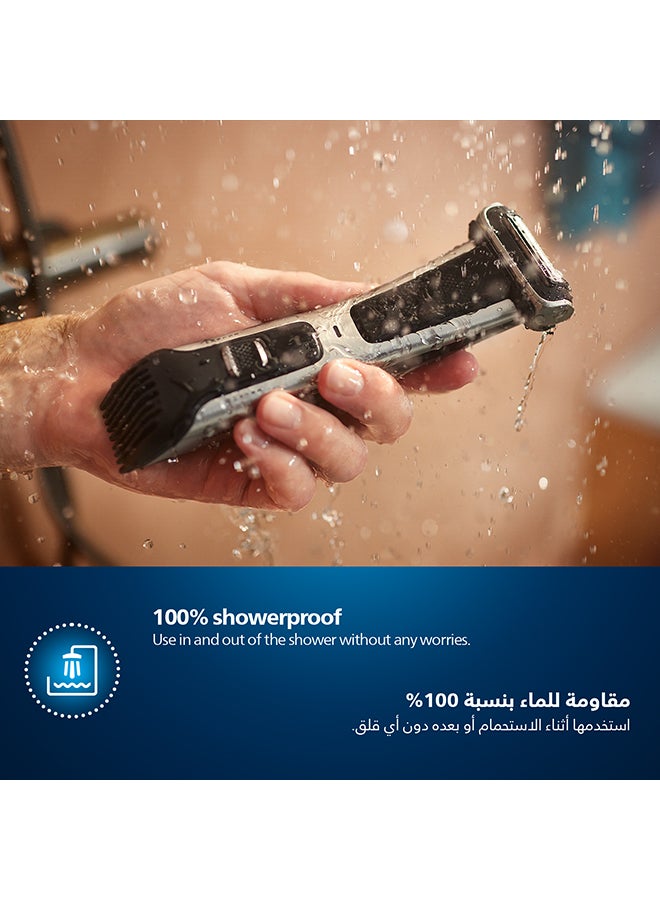 فيليبس ماكينة تشذيب شعر الجسم BG7025/13 من Philips | أداة تشذيب الجسم والفخذين المقاومة للماء | أداة لحلاقة شعر الجسم، مشط قابل للتعديل بـ 5 إعدادات للطول | 80 دقيقة من الاستخدام اللاسلكي، حماية للبشرة أسود  - Image 5