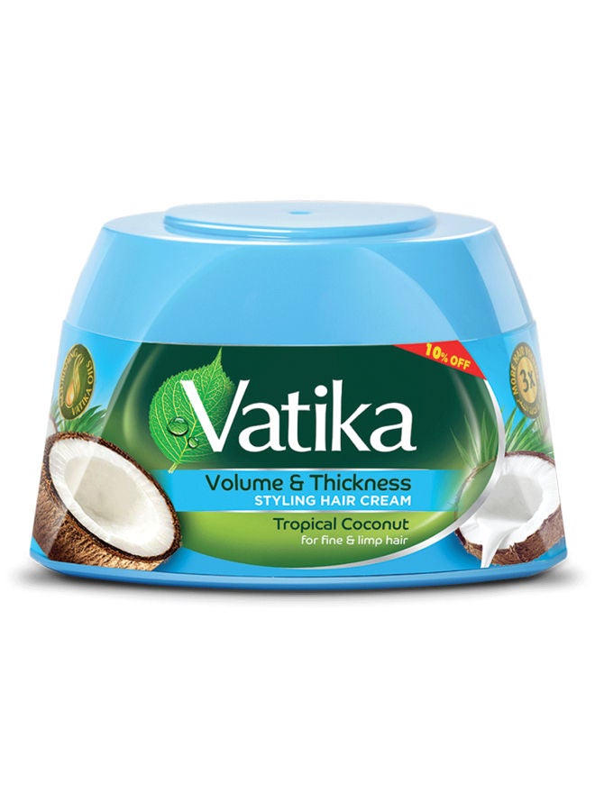 VATIKA Volume & Thickness Styling Hair Cream  | Tropical Coconut with Nourishing Vatika Oils | For Fine & Limp Hair 190ml - Image 1