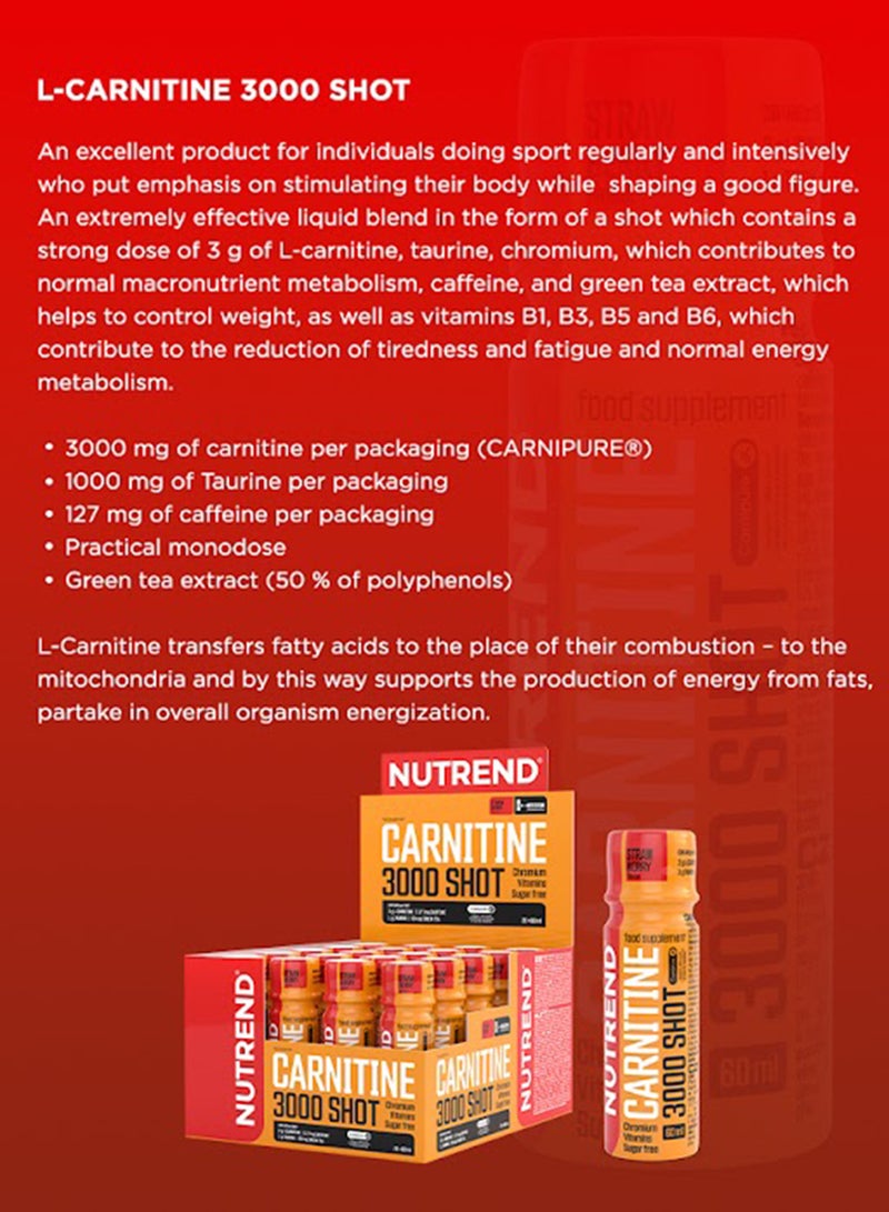 NUTREND Carnitine 3000 Shot 20X60 Ml Strawberry  - Image 5