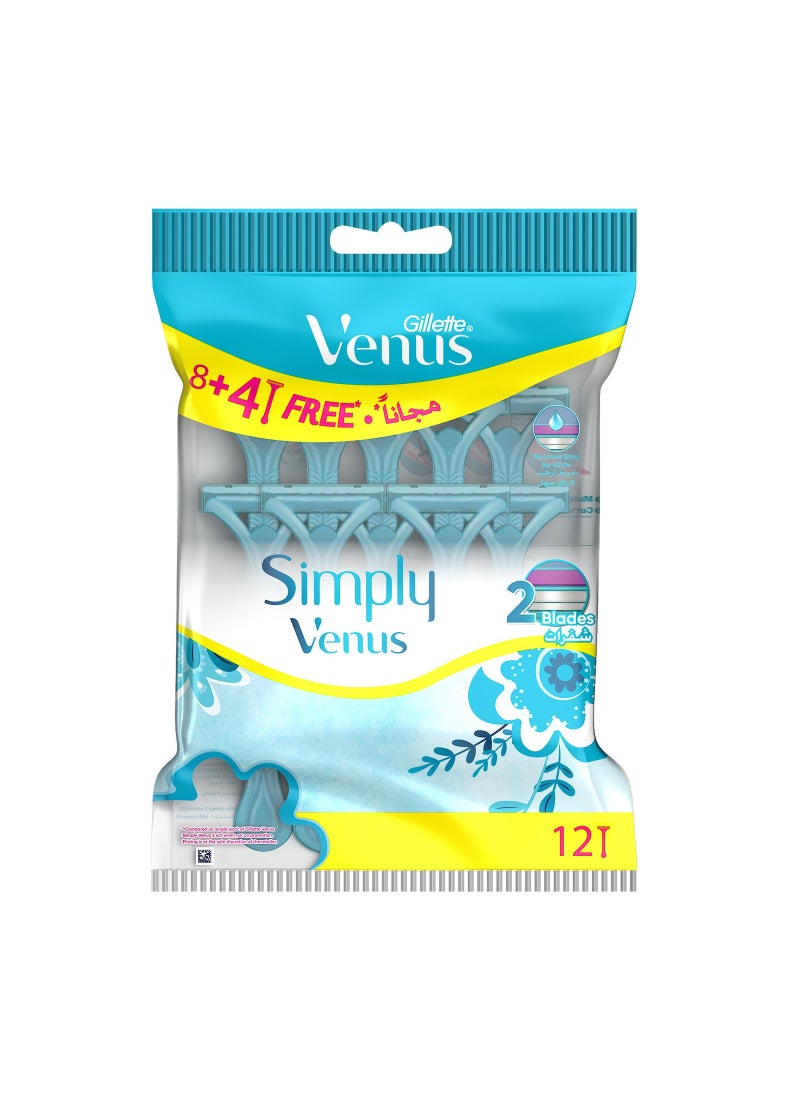 Venus Simply Venus 2 Woman's Disposable Razor 12 Pieces - Image 1