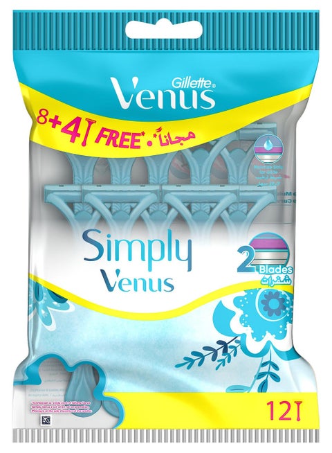 جيليت سيمبلي فينوس 2 شفرات للاستخدام مرة واحدة 8+4