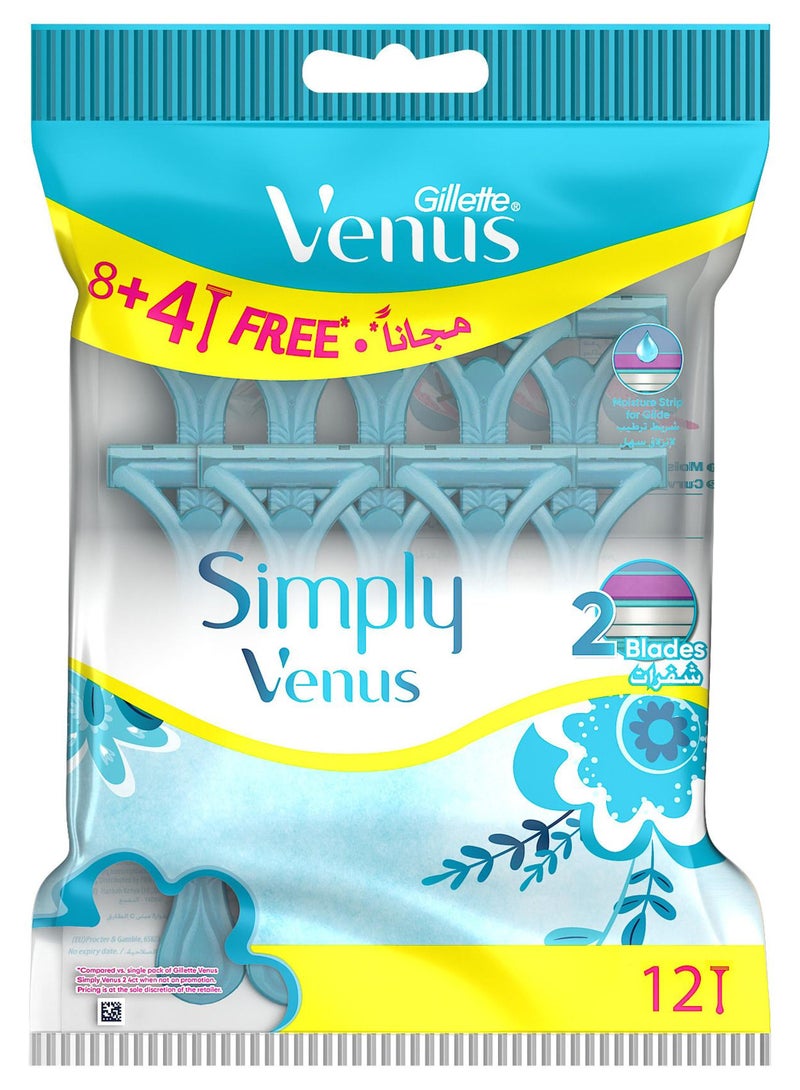 Venus Simply Venus Woman's Disposable Razor 8 + 4 Free - Image 1