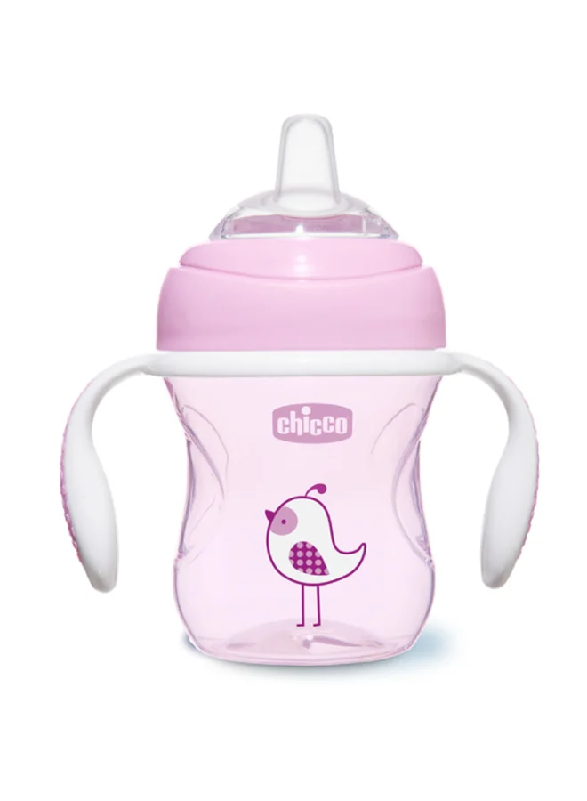 Chicco Soft Silicone Spout, Spill Free Transition Cup 4M+ 200Ml, Pink