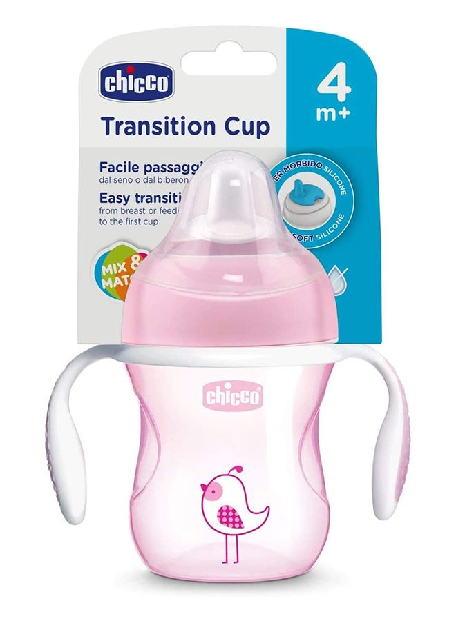Chicco - Soft Silicone Spout, Spill Free Transition Cup 4M+ 200Ml, Pink - Image 1