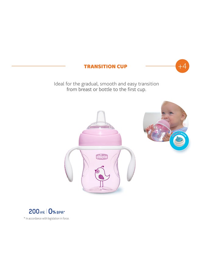 Chicco - Soft Silicone Spout, Spill Free Transition Cup 4M+ 200Ml, Pink - Image 1