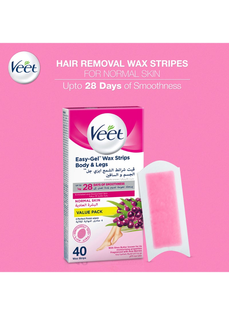 Veet Hair Removal Easy Gel Wax Strips Normal Skin 30 Strips With 10 Strips - Image 4
