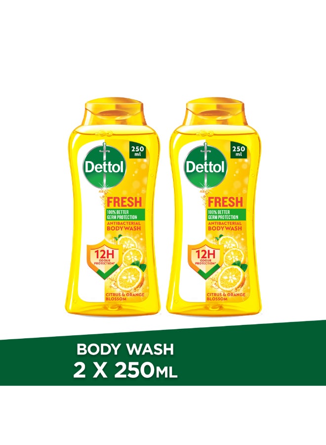 Dettol Fresh Anti-bacterial Body Wash, Pack Of 2 250mlxpack of 2  - Image 1