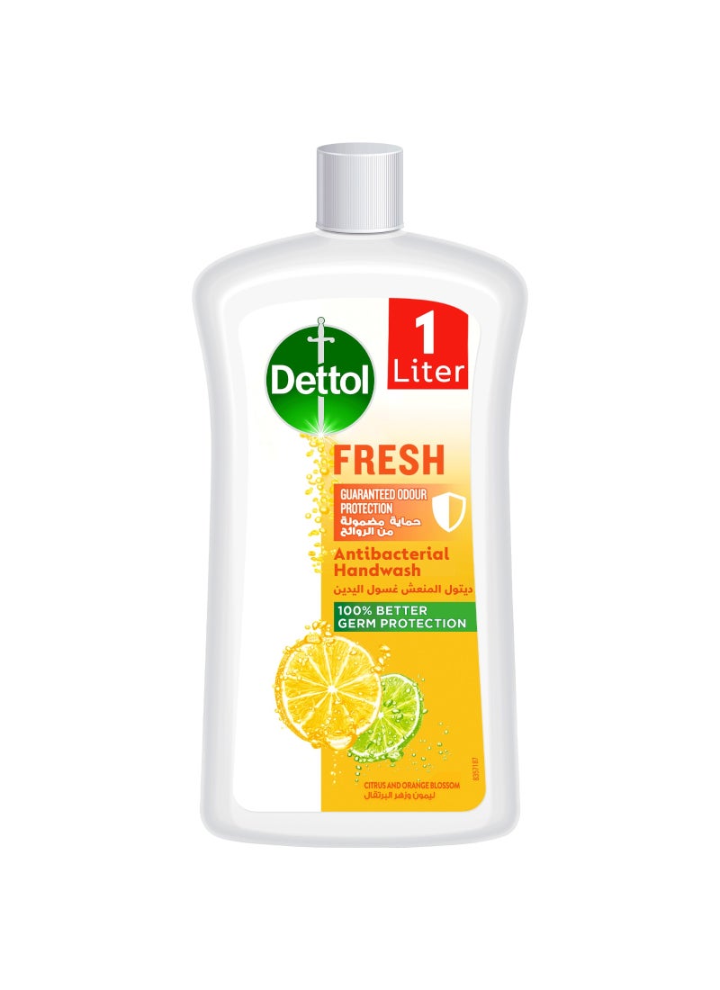 Dettol Fresh Handwash Liquid Soap Refill Citrus And Blossom Fragrance Orange Orange 1Liters - Image 1