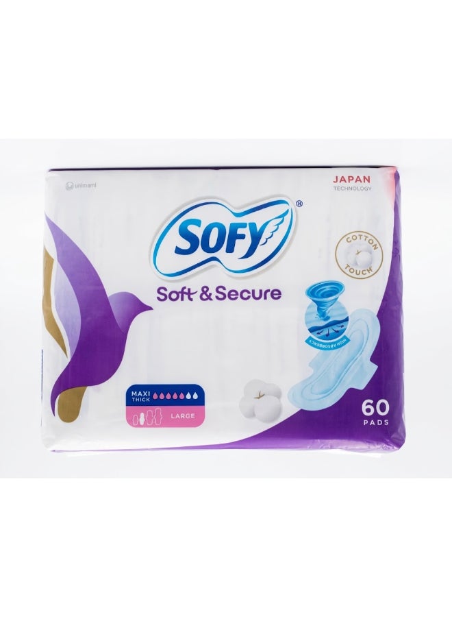 Soft And Secure Large Sanitary Pads With Wings,60 pads