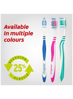Colgate Toothbrush Zig Zag Medium WithTongue Cleaner Pack of 3 Multicolour  - Image 2