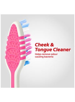 Colgate Toothbrush Zig Zag Medium WithTongue Cleaner Pack of 3 Multicolour  - Image 4