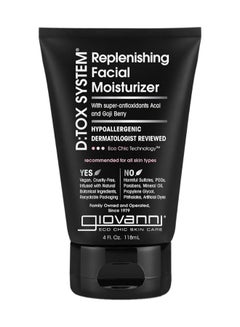 Giovanni Eco Chic Skin Care Replenishing Facial Moisturizer, Infused With Super-Antioxidants Acai And Goji Berry 118ml