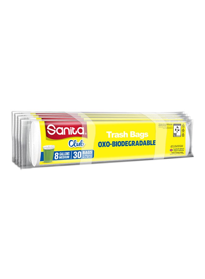 سانيتا كلوب أكياس قمامة بيئية قابلة للتحلل من 120 كيس أبيض - Image 1