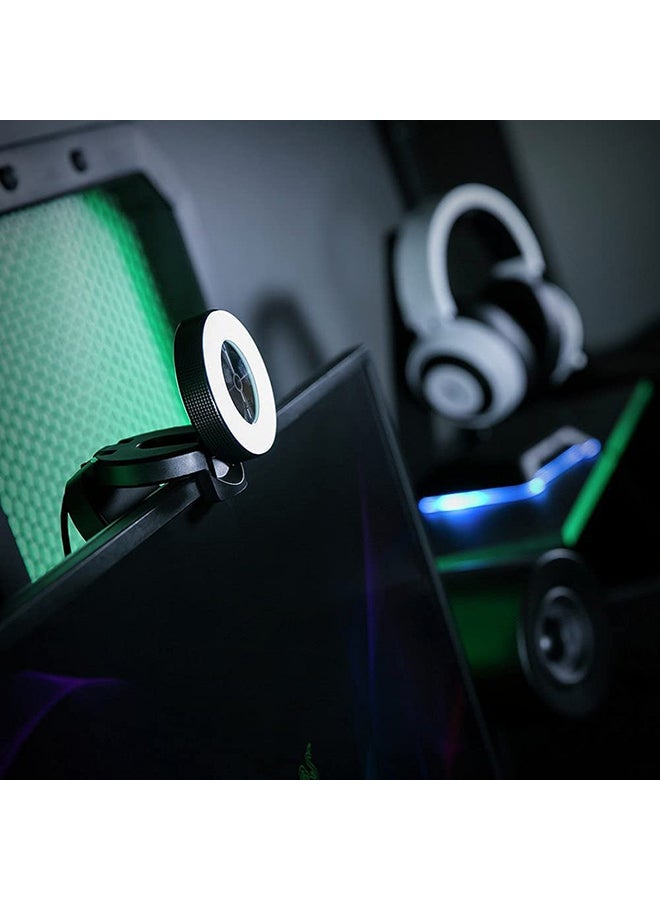 RAZER - Razer Kiyo Streaming Webcam, Full HD 1080p 30 FPS / 720p 60 FPS, Ring Light w/Adjustable Brightness, Built-in Microphone, Works with Zoom/Teams/Skype for Conferencing and Video Calling - Black - Image 1