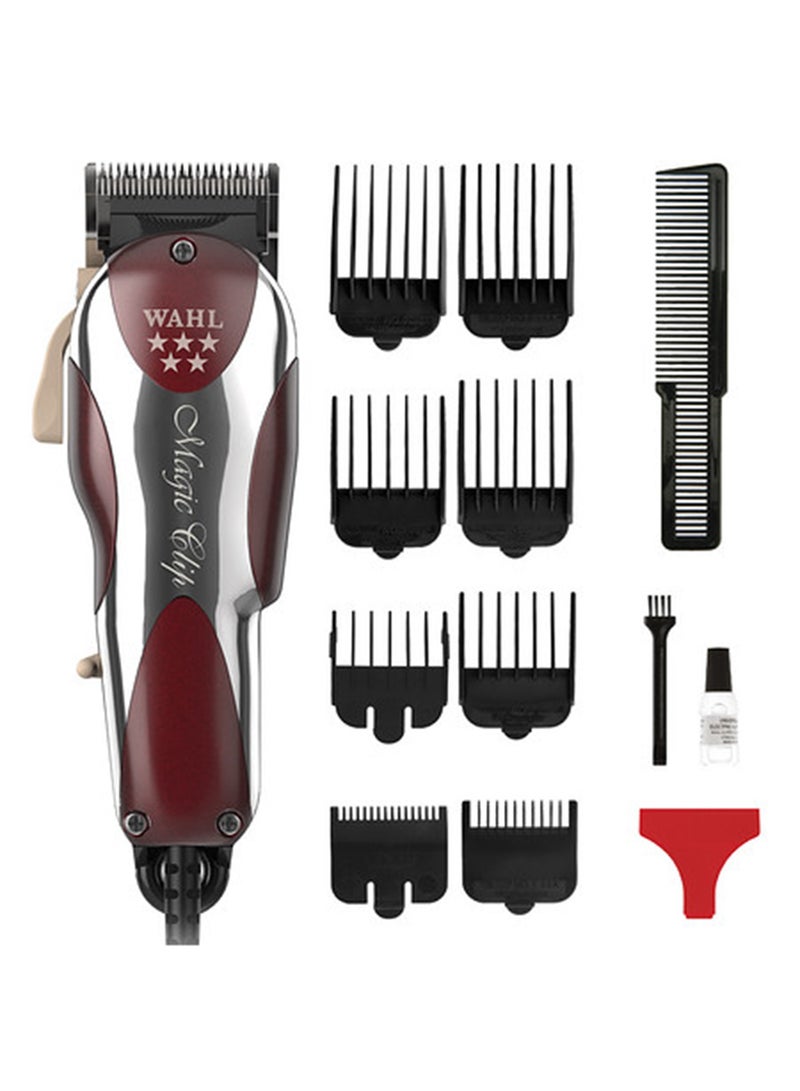 Wahl Professional 5 Star Magic Clip Clipper | Corded | 8 Attachment Combs | Surgical Blade | 3 Pin - GCC Red/White/Silver 20.3x7x7.6cm - Image 5