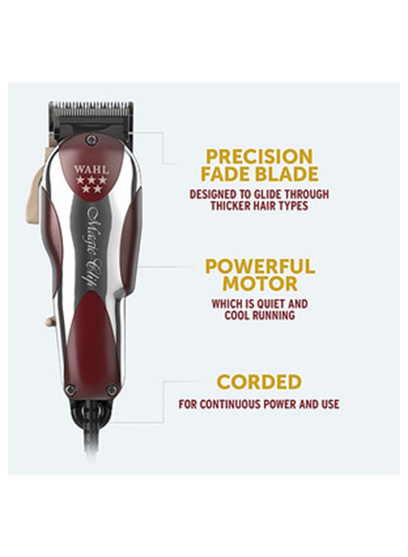 Wahl Professional 5 Star Magic Clip Clipper | Corded | 8 Attachment Combs | Surgical Blade | 3 Pin - GCC Red/White/Silver 20.3x7x7.6cm - Image 3