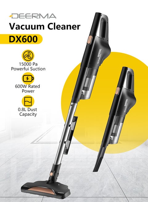 Portable Upright and Handheld Vacuum Cleaner, Pinhole Stainless Steel with 4-Stage HEPA Filtration System 0.8 L 600 W DX600 black