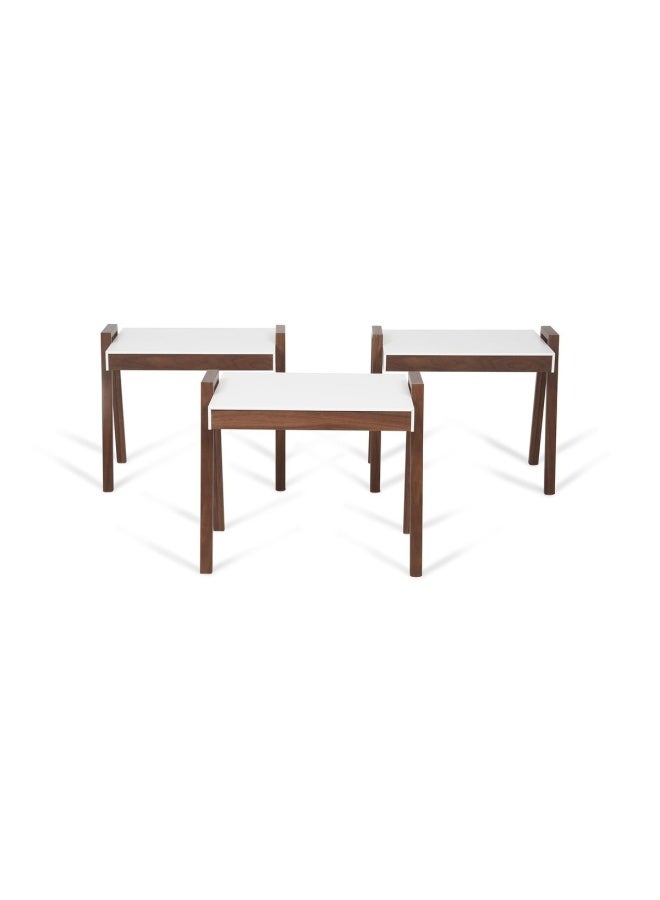 بان هوم  - طقم طاولات متداخلة باكستون مكون من 3 قطع أبيض 51 x 35 x 45سم - Image 1