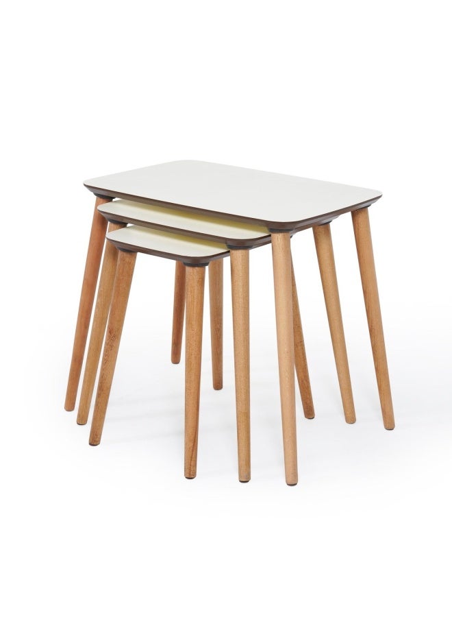 حول الإمارات طقم طاولة متداخلة ديني مكون من 3 قطع كريمي 60 x 45 x 55سم  - Image 3