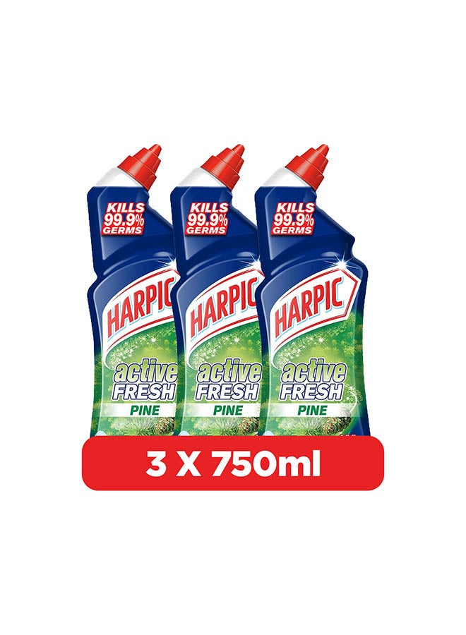 Harpic - Active Fresh Pine Toilet Cleaner, Pack Of 3 750ml - Image 1