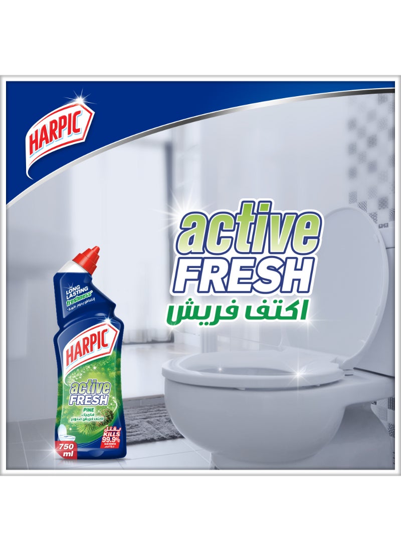 Harpic Active Fresh Pine Toilet Cleaner, Pack Of 3 750ml  - Image 2
