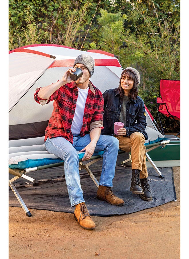 INTEX - Inflatable Fabric Camping Mattress Grey/Blue - Image 1