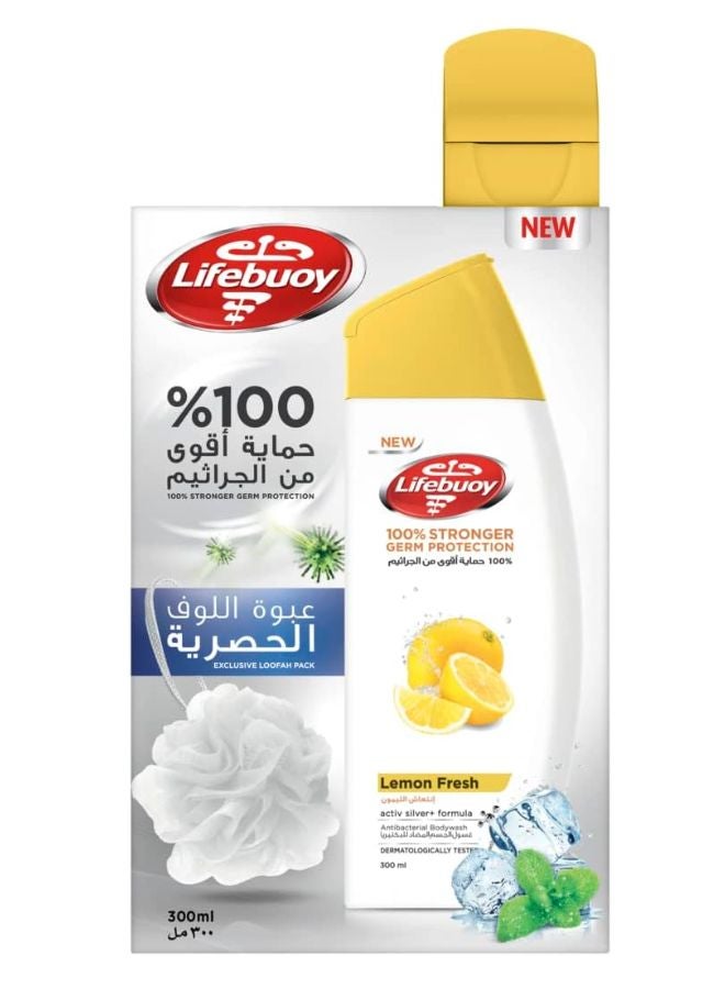Lifebuoy Anti-Bacterial Body Wash Lemon Fresh With Loofah 300ml