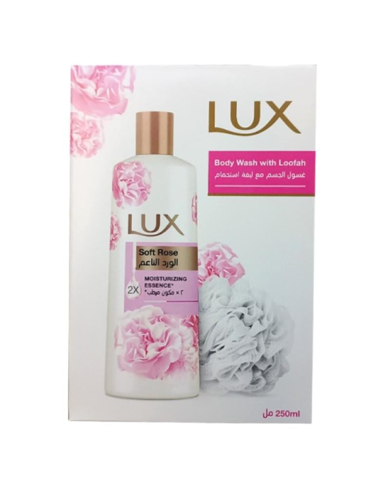 Lux Body Wash With Loofah - Soft Rose 250ml - Image 1
