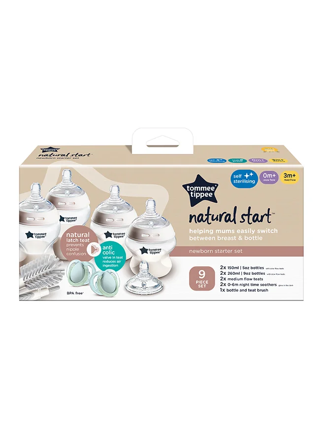 tommee tippee Closer To Nature Newborn Baby Bottle Starter Kit With Anti Colic Valve - Assorted
