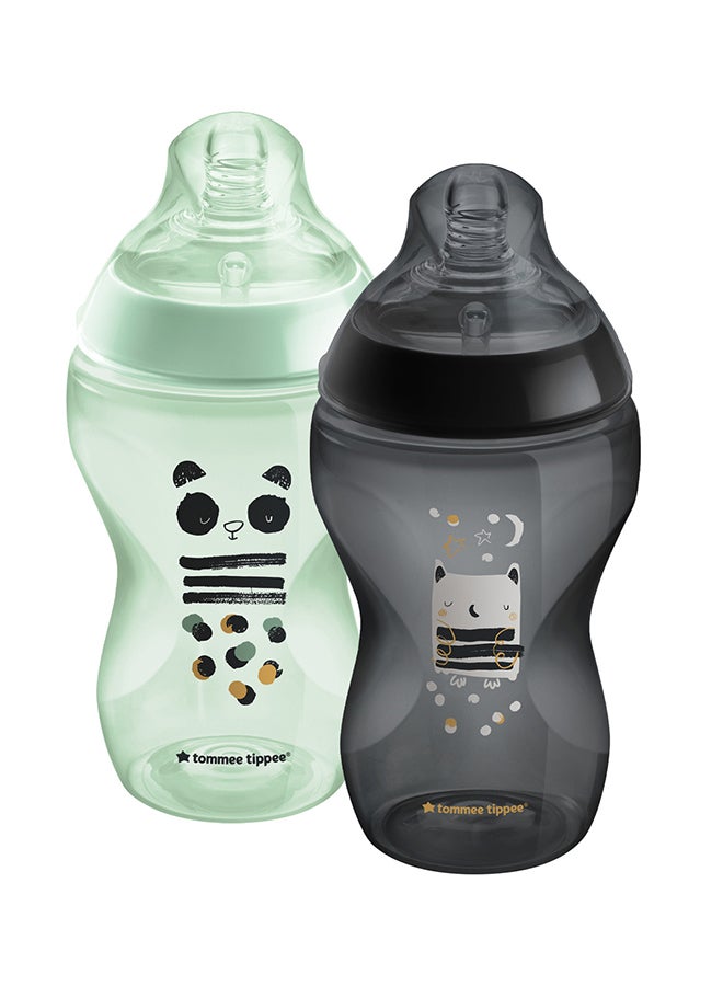 tommee tippee - Pack Of 2 Closer To Nature Baby Bottles, Medium-Flow Teat With Anti-Colic Valve 3 Months+, 340 ml Multicolor - Image 1
