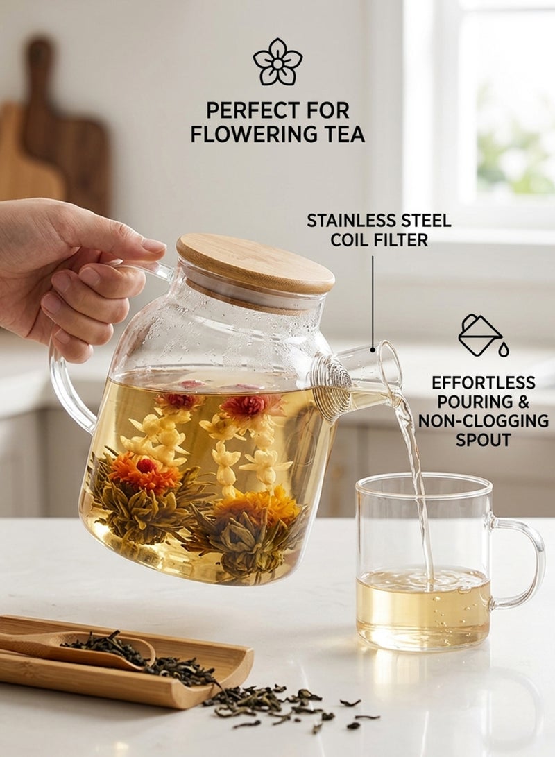Cuisine Art Minimalist Glass Teapot with Lid, Heat-Resistant Borosilicate Tea Kettle, Clear 13.5 x 6.8 x 18.5cm, Perfect for Loose Leaf & Flowering Tea ,Glass Teapot, Clear Tea Kettle, Borosilicate Teapot, Minimalist Tea Maker, Loose Leaf Tea Pot, Heat Resistant Glass Kettle, Small Glass Teapot, Tea Serving Pot, Flowering Tea Infuser, Modern Kitchenware, Transparent Tea Pot, UAE Kitchen Supplies. Clear 13.5x6.8x18.5cm Clear 13.5x6.8x18.5cm - Image 4