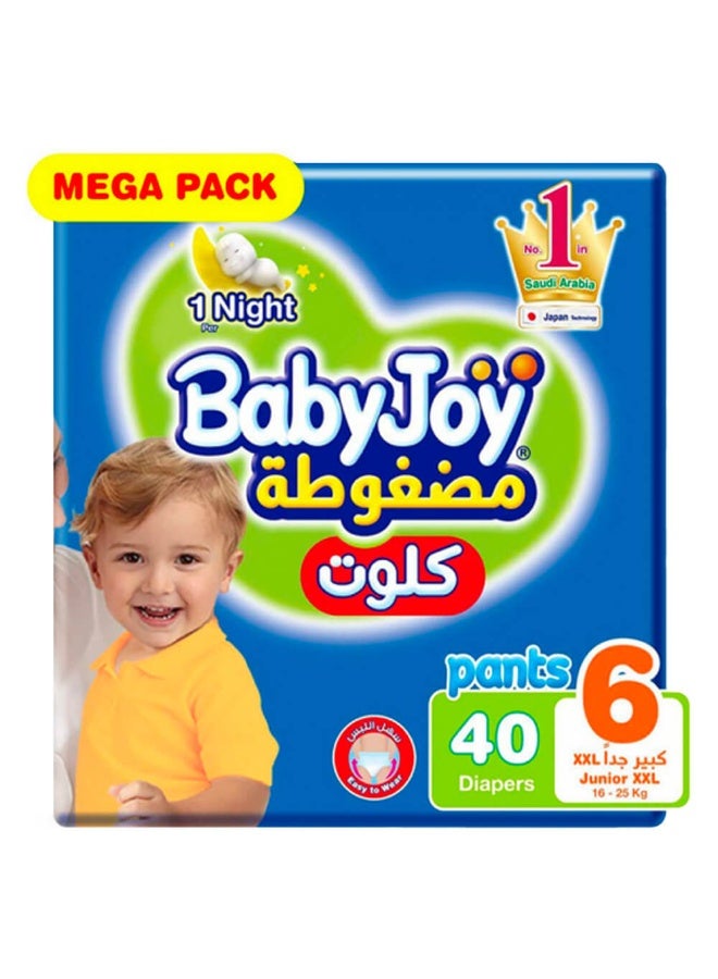 بيبي جوي حفاضات كلوت مقاس 6 كبير جداً للأطفال بوزن 16 حتى 23 كجم في عبوة ميجا من 40 حفاض  - Image 1