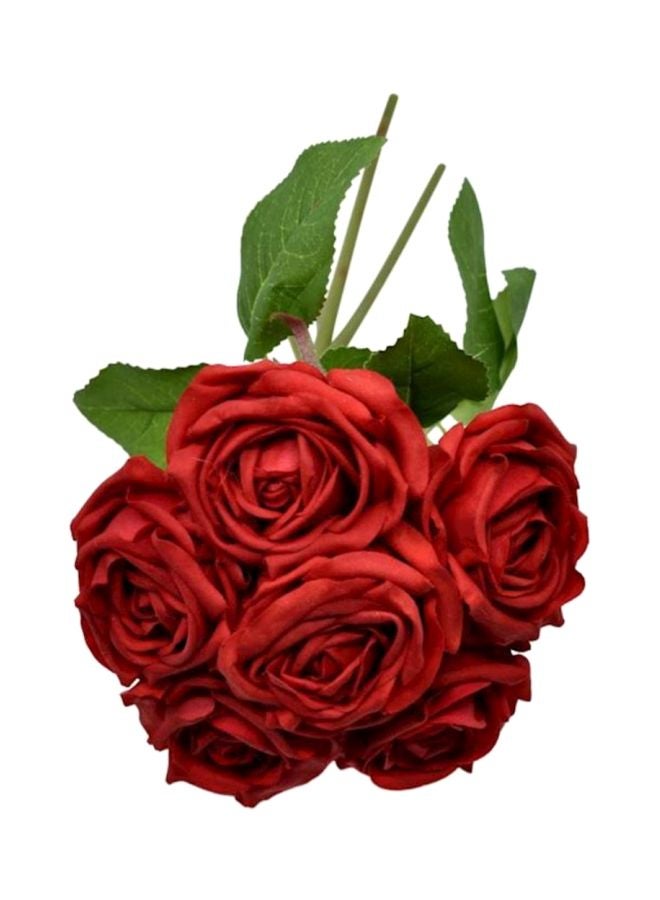 Yatai 6-Piece Real Touch Artificial Rose Flowers Red 15 x 24cm - Image 3