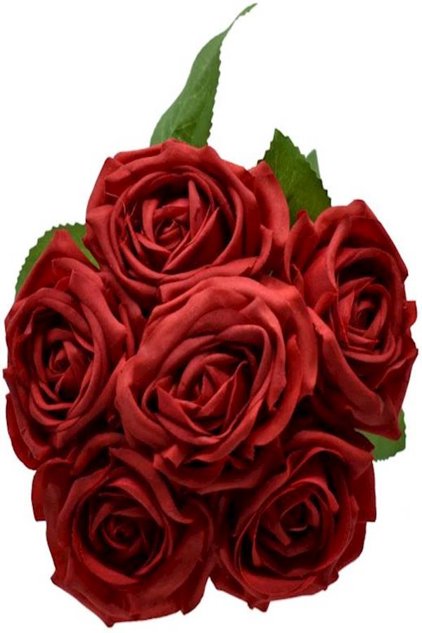 Yatai 6-Piece Real Touch Artificial Rose Flowers Red 15 x 24cm - Image 5