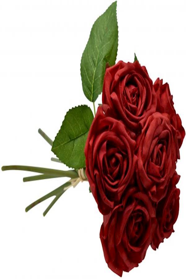 Yatai 6-Piece Real Touch Artificial Rose Flowers Red 15 x 24cm - Image 4