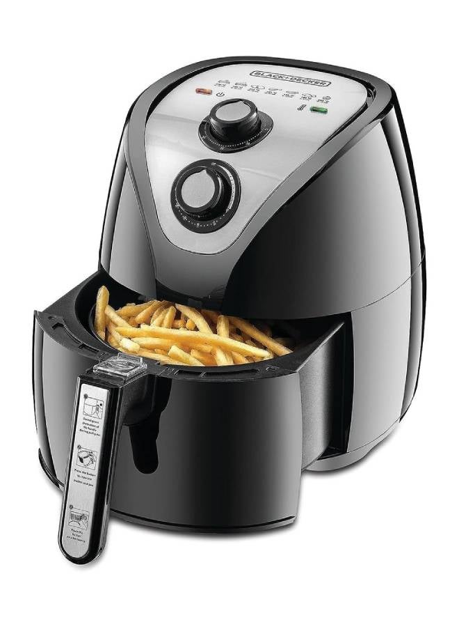 بلاك اند ديكر Black and Decker Air Fryer with Rapid Air Convection Technology, 800 g, 220V - 2.5 L 1500 W AF200-B5 Black and Silver  - Image 1
