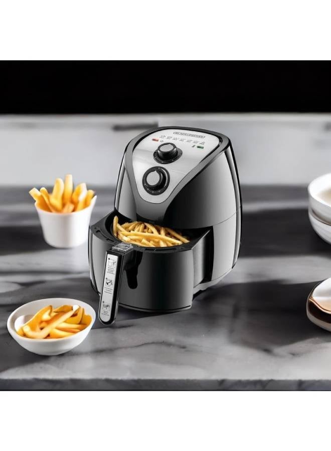 بلاك اند ديكر Black and Decker Air Fryer with Rapid Air Convection Technology, 800 g, 220V - 2.5 L 1500 W AF200-B5 Black and Silver  - Image 2