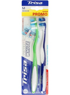 TRISA 2-Piece Perfect White Medium Toothbrush Set Pink/Blue  - Image 3