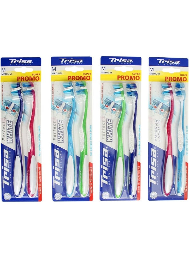 TRISA 2-Piece Perfect White Medium Toothbrush Set Pink/Blue  - Image 5