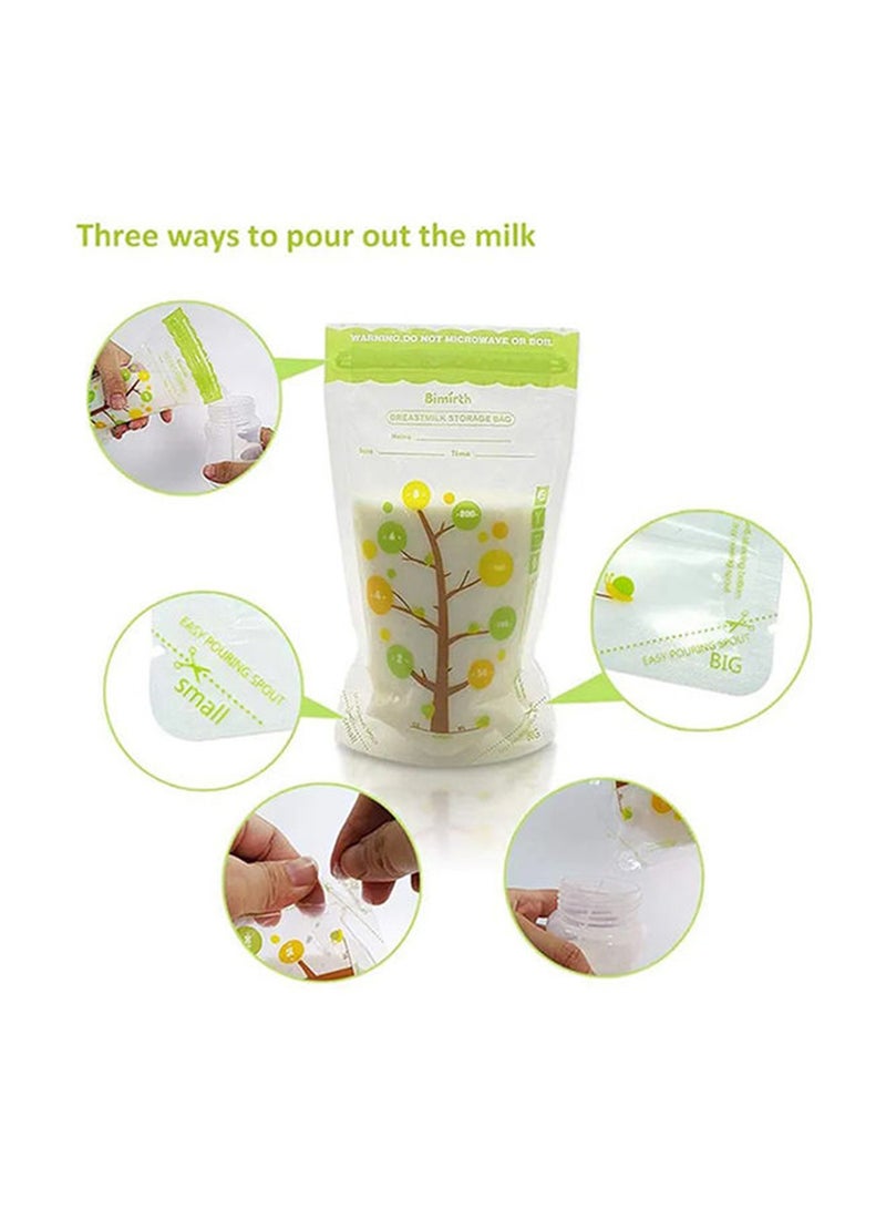 Bimirth - Pack Of 112 Baby Breast Milk Storage Bags With Double Zipper And Self-standing Bottom Design, 250 ML - Image 1