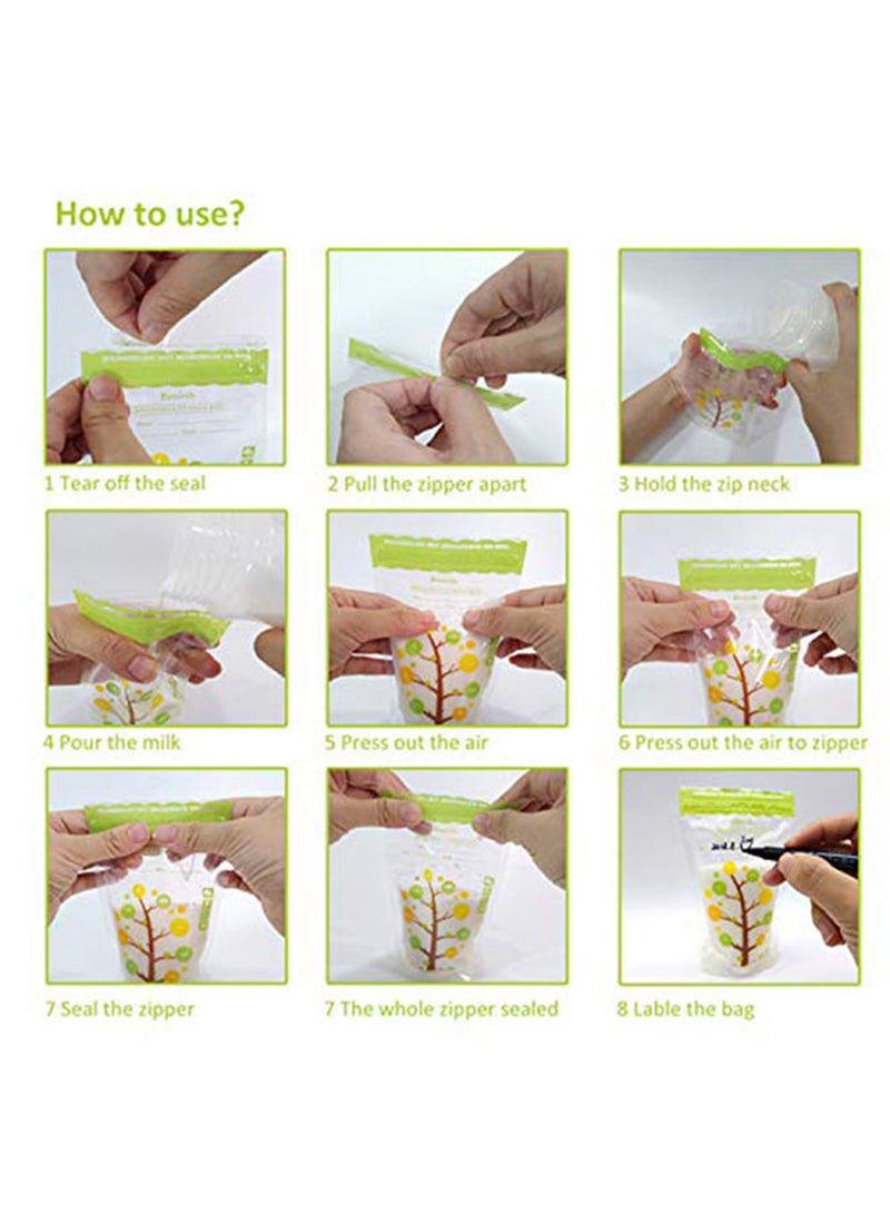 Bimirth - Pack Of 112 Baby Breast Milk Storage Bags With Double Zipper And Self-standing Bottom Design, 250 ML - Image 1