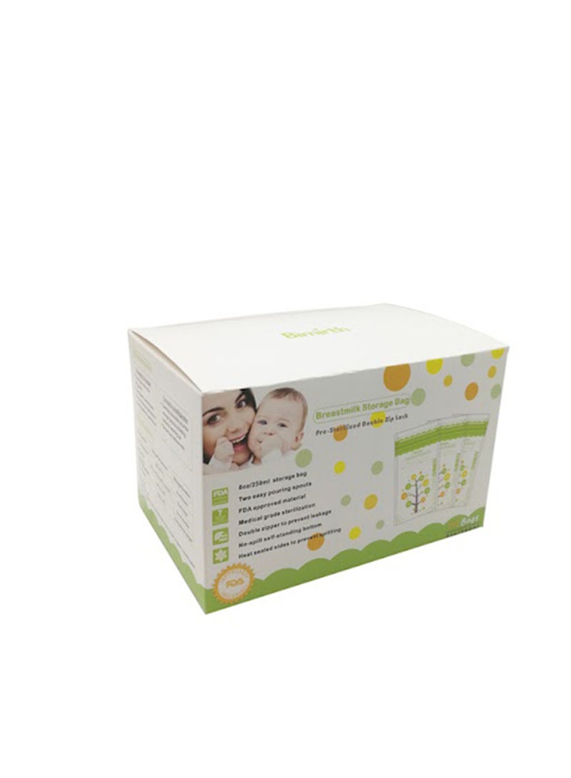 Bimirth - Pack Of 112 Baby Breast Milk Storage Bags With Double Zipper And Self-standing Bottom Design, 250 ML - Image 1
