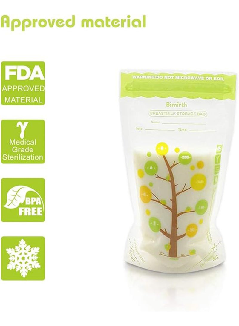 Bimirth - Pack Of 112 Baby Breast Milk Storage Bags With Double Zipper And Self-standing Bottom Design, 250 ML - Image 1