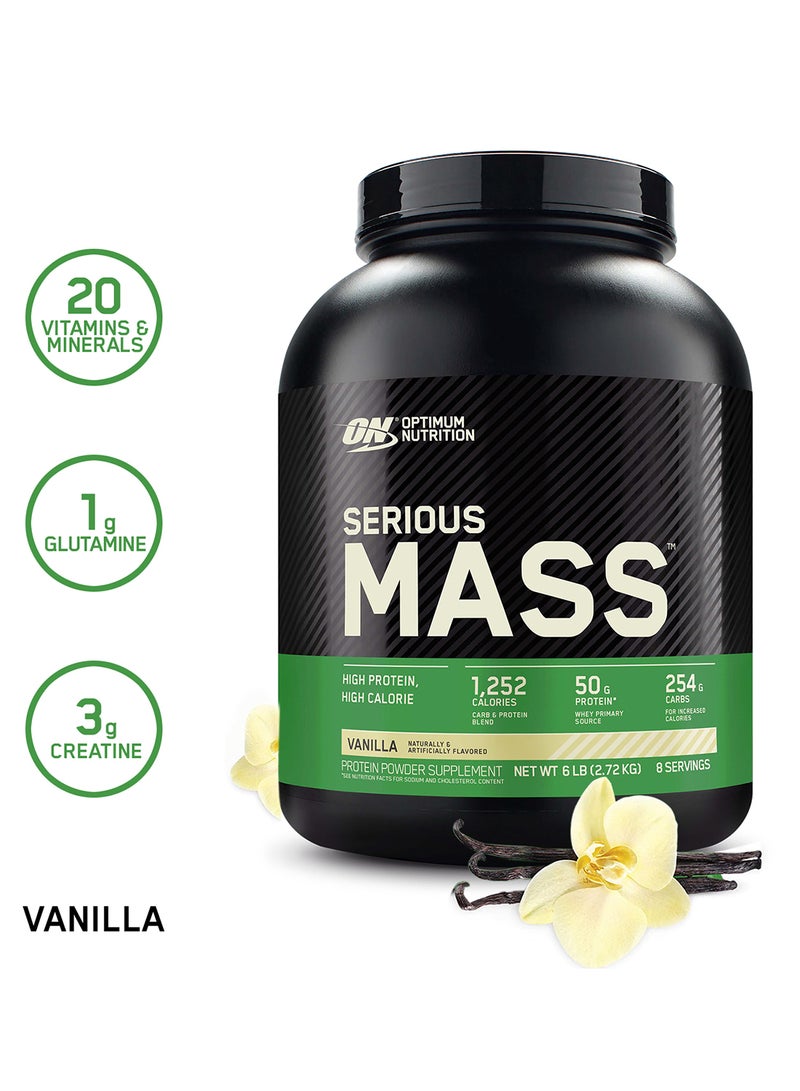 Optimum Nutrition - Serious Mass High Protein Muscle Building Weight Gainer Protein Powder Vanilla 6 Lbs 2.72 Kg - Image 1