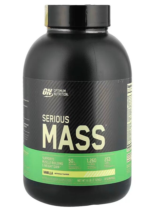 Optimum Nutrition - Serious Mass High Protein Muscle Building Weight Gainer Protein Powder Vanilla 6 Lbs 2.72 Kg - Image 1