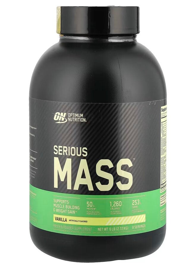 Optimum Nutrition Serious Mass High Protein Muscle Building Weight Gainer Protein Powder Vanilla 6 Lbs 2.72 Kg  - Image 1